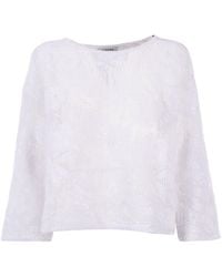 Kangra Cashmere - Semi Sheer Sequined Embroidered Top - Lyst