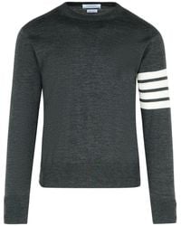 Thom Browne - '4 Bar' Grijze Maagdelijke Wollen Trui - Lyst
