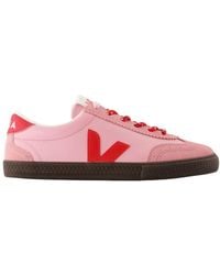 Veja - Rosa Leder Volley Sneakers - Lyst