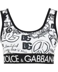 Dolce & Gabbana Graffiti Print Sportbeha Wit, Zwart Technisch