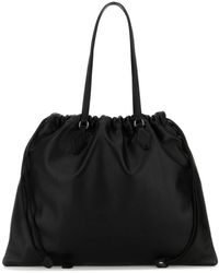 トートバッグ Jimmy Choo Black Nappa Leather Shopping Bag DRAWSTRINGTOTELZKP_001463_FRON