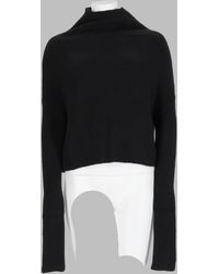 Rick Owens - Cropped Mock Neck Wool Sweater - Lyst