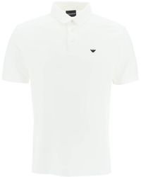 Emporio Armani Poloshirt aus Baumwolle mit aufgesticktem Logo - Weiß