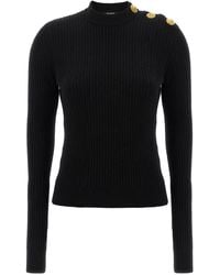 Balmain - Textured Ribbed Cashmere Virgin Wool Sweater - Lyst