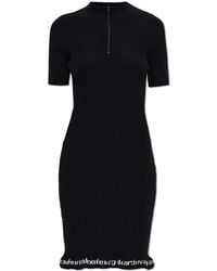 T By Alexander Wang - Ribbed Midi Dress, With Zip Detail - Lyst
