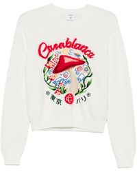 CASABLANCA - Trui Met Ronde Hals En Geborduurde Paddestoel - Lyst