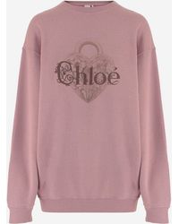 Chloé - Cotton Blend Sweatshirt With Logo - Lyst