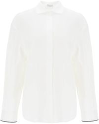 Brunello Cucinelli - Shirt Met Grote Mouwen Met Glanzende Manchetdetails - Lyst