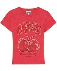 Ganni - Graphic Crew Neck T-Shirt - Lyst