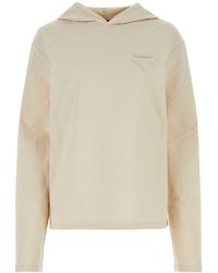 Prada - Sand Stretch Cotton Oversize Sweatshirt - Lyst