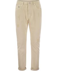 Brunello Cucinelli - Garment Dyed Traditional Fit Five Pocket Trousers - Lyst