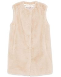 Herno - Long Faux Fur-Effect Gilet With Round Neckline - Lyst