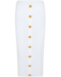Balmain - Falda larga de en Blancan Viscose Blend - Lyst