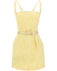 Elisabetta Franchi - Mini Dress With Floral Embossing - Lyst
