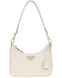 Prada - Ivory Leather Mini Re-Edition Shoulder Bag - Lyst
