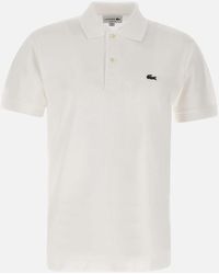 Lacoste - Shirt di cotone bianco con colletto classico - Lyst
