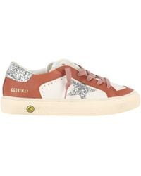 Golden Goose - Sneakers May Leather Upper And Toe Glitter Star And Heel/Bordeaux - Lyst