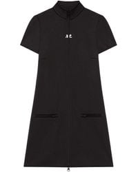 Courreges - Kurzärmeliges Kleid Mit Reißverschluss - Lyst