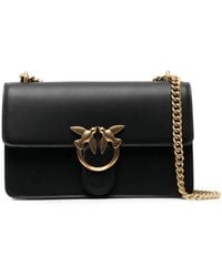 Pinko - Liebe Eine Klassische Schwarze Lederschultertasche - Lyst