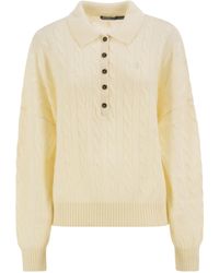 Polo Ralph Lauren - Cable-Knit Wool And Cashmere Polo Jumper - Lyst