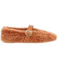 Ferragamo - Ballerina Love Ornament Shearling Shoe - Lyst