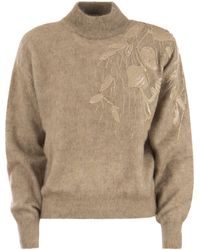 Brunello Cucinelli - Mohair, Wool And Silk Sweater With Embroidery - Lyst