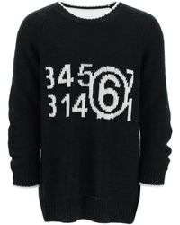 MM6 by Maison Martin Margiela - Sweater Met Logo Van Gebreid Katoen En Jersey - Lyst