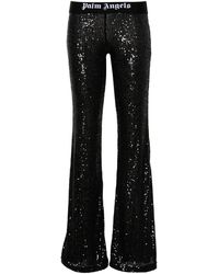 Palm Angels - Logo Sequined Flared Trousers - Lyst