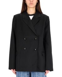 Ganni - Doublebreasted Wool Jacket - Lyst