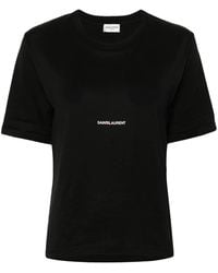 Saint Laurent - Cotton Logo T-Shirt - Lyst