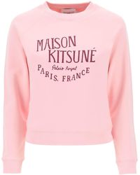Maison Kitsuné - Crew Neck Sweatshirt mit Druck - Lyst