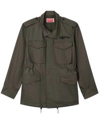 KENZO - ` Paris Emblem` Katoenen Militaire Jas Met Visgraatmotief - Lyst