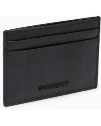 Burberry - Navy Blue Card Holder With Check Motif - Lyst