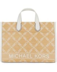 MICHAEL Michael Kors - Gigi Large Empire Logo Jacquard Straw Tote Bag - Lyst