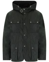 Barbour - International Auto Wax Sage Hooded Jacket - Lyst