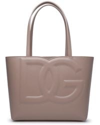 Dolce & Gabbana - Small 'dg' Boodschappentas In Poederkalf Lear - Lyst
