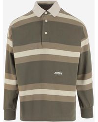 Autry - Cotton Polo Shirt With Striped Pattern And Logo - Lyst