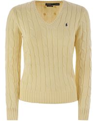 Polo Ralph Lauren - Plaited Cotton V-Neck Sweater - Lyst