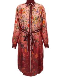 Gucci Flora Snake Print Silk Dress | Lyst
