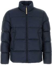 Woolrich - Navy Blue Polyester Down Jacket - Lyst
