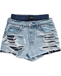 Alexander Wang - Prestyled Distressed Denim Skirt With Boxer - Lyst