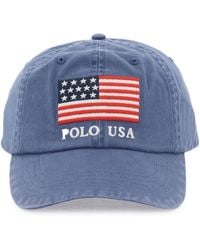 Polo Ralph Lauren - Baseball Cap en sarga con bandera bordada - Lyst