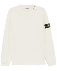 Stone Island - Button-Detail Sweater With Logo Patch On The Shoulder - Lyst
