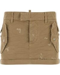 DSquared² - Dsquared Khaki Canvas Mini Skirt - Lyst