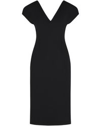 Jil Sander - Zwarte Midi-jurk Van Scheerwol - Lyst