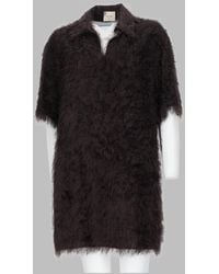 Alysi - Fuzzy Collared Mini Dress - Lyst