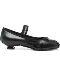 Miu Miu - Logo-Intarsia Ballet Flats - Lyst