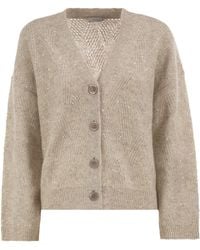 Peserico - V-Neck Knitted Cardigan With Sequins - Lyst