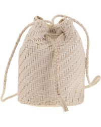 Dragon - Pompom Double Jump Bucket Bag With Woven Leather - Lyst