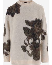 Pinko - Wol- En Alpacamix Trui Met Bloemmotief - Lyst